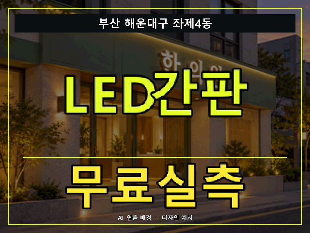 부산 해운대구 좌제4동 LED간판 무료실측 안내 썸네일 · AI 연출 배경