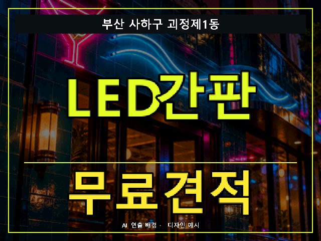 부산 사하구 괴정제1동 LED간판 무료견적 안내 썸네일 · AI 연출 배경