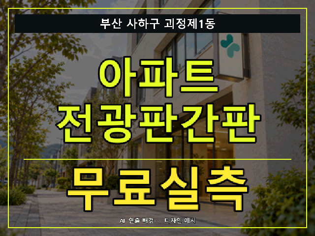 부산 사하구 괴정제1동 아파트 전광판간판 무료실측 안내 썸네일 · AI 연출 배경