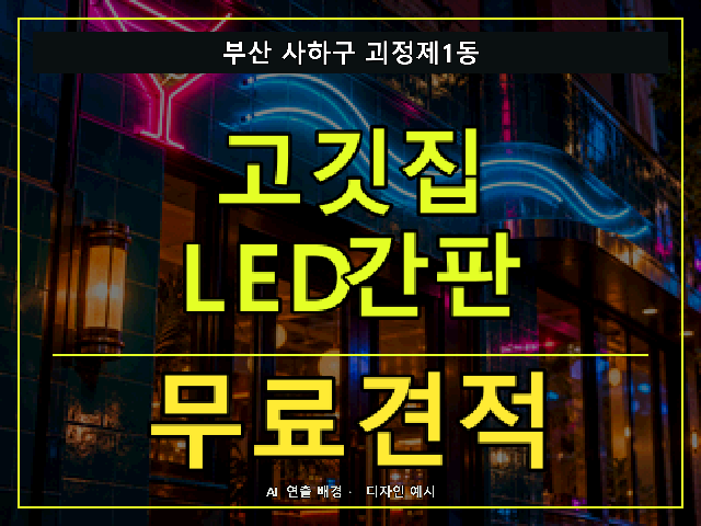 부산 사하구 괴정제1동 고깃집 LED간판 무료견적 안내 썸네일 · AI 연출 배경