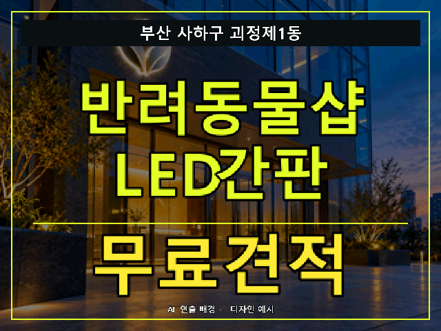 부산 사하구 괴정제1동 반려동물샵 LED간판 무료견적 안내 썸네일 · AI 연출 배경