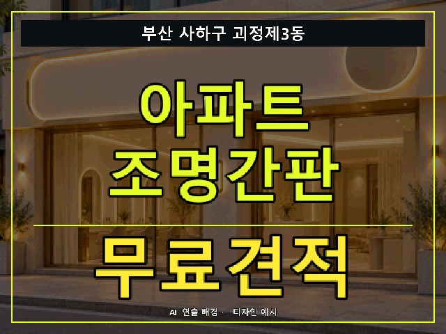 부산 사하구 괴정제3동 아파트 조명간판 무료견적 안내 썸네일 · AI 연출 배경