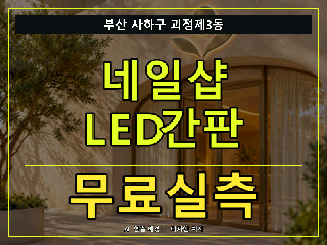 부산 사하구 괴정제3동 네일샵 LED간판 무료실측 안내 썸네일 · AI 연출 배경