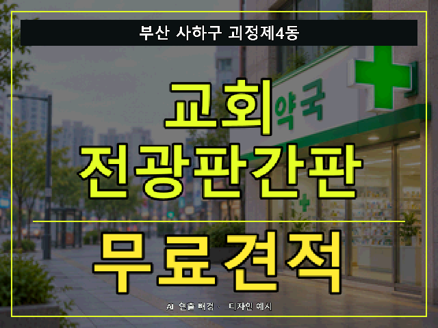 부산 사하구 괴정제4동 교회 전광판간판 무료견적 안내 썸네일 · AI 연출 배경