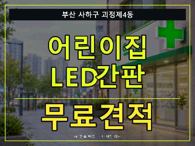 부산 사하구 괴정제4동 어린이집 LED간판 무료견적 안내 썸네일 · AI 연출 배경