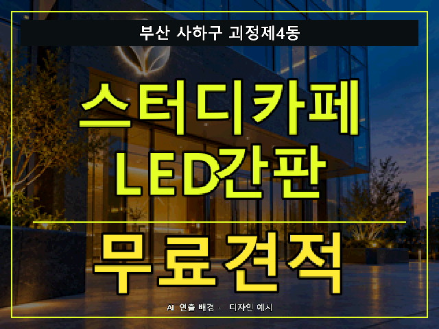 부산 사하구 괴정제4동 스터디카페 LED간판 무료견적 안내 썸네일 · AI 연출 배경