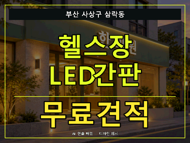 부산 사상구 삼락동 헬스장 LED간판 무료견적 안내 썸네일 · AI 연출 배경