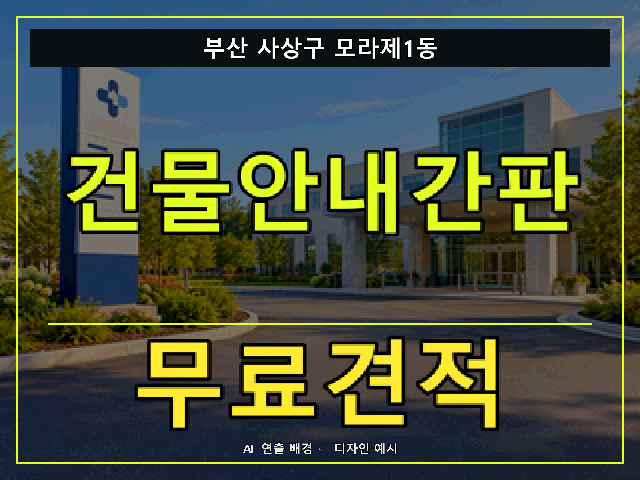 부산 사상구 모라제1동 건물안내간판 무료견적 안내 썸네일 · AI 연출 배경