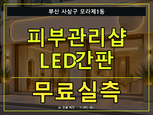 부산 사상구 모라제1동 피부관리샵 LED간판 무료실측 안내 썸네일 · AI 연출 배경