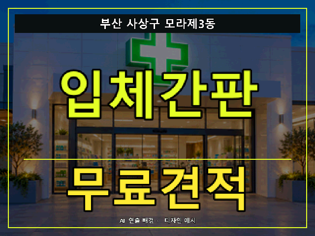 부산 사상구 모라제3동 입체간판 무료견적 안내 썸네일 · AI 연출 배경