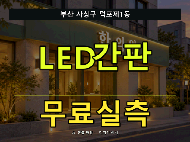 부산 사상구 덕포제1동 LED간판 무료실측 안내 썸네일 · AI 연출 배경
