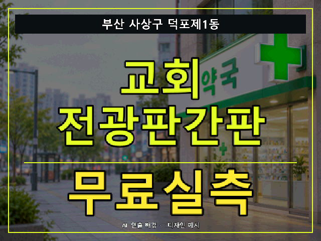 부산 사상구 덕포제1동 교회 전광판간판 무료실측 안내 썸네일 · AI 연출 배경
