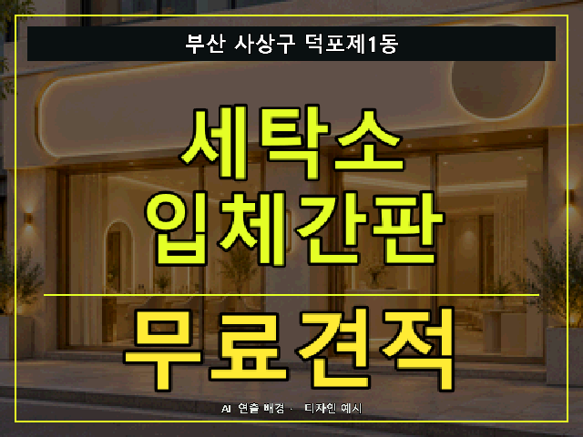 부산 사상구 덕포제1동 세탁소 입체간판 무료견적 안내 썸네일 · AI 연출 배경