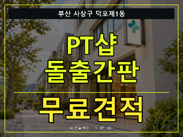 부산 사상구 덕포제1동 PT샵 돌출간판 무료견적 안내 썸네일 · AI 연출 배경