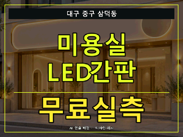 대구 중구 삼덕동 미용실 LED간판 무료실측 안내 썸네일 · AI 연출 배경