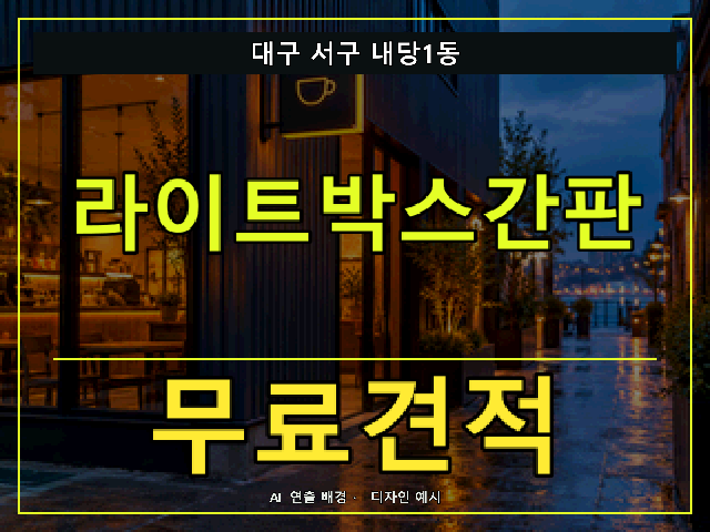 대구 서구 내당1동 라이트박스간판 무료견적 안내 썸네일 · AI 연출 배경