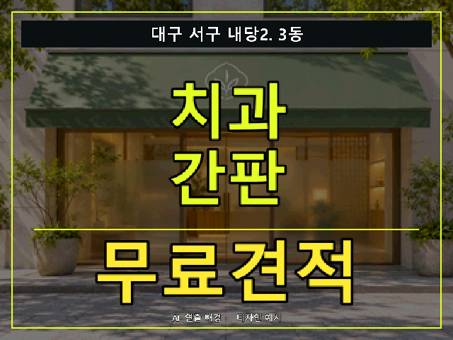 대구 서구 내당2.3동 치과 간판 무료견적 안내 썸네일 · AI 연출 배경