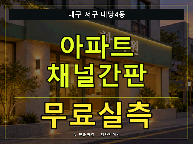 대구 서구 내당4동 아파트 채널간판 무료실측 안내 썸네일 · AI 연출 배경