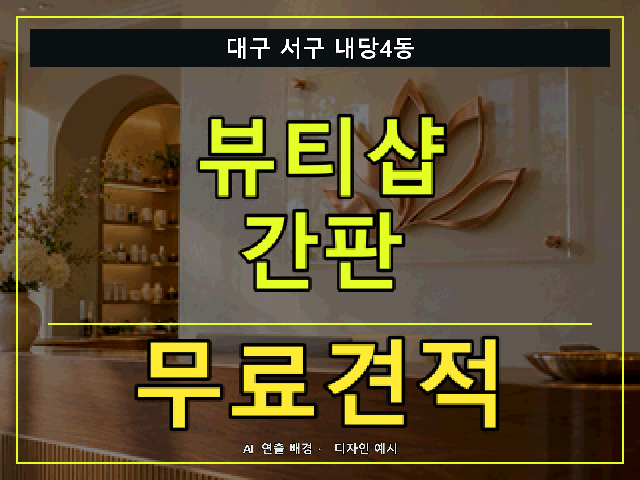 대구 서구 내당4동 뷰티샵 간판 무료견적 안내 썸네일 · AI 연출 배경