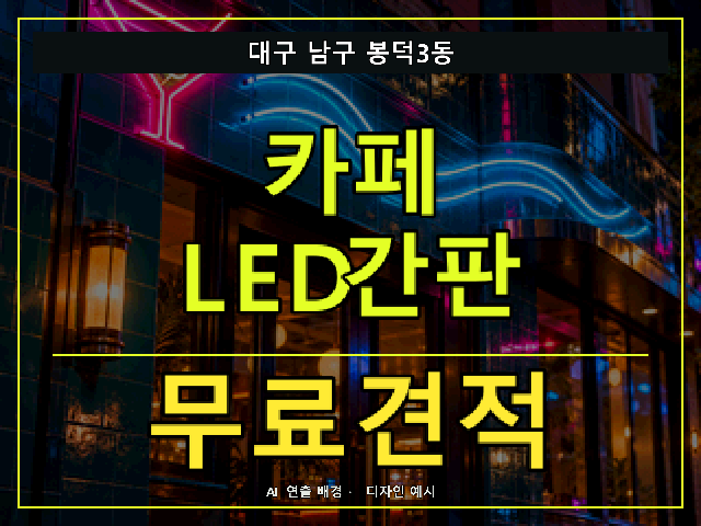 대구 남구 봉덕3동 카페 LED간판 무료견적 안내 썸네일 · AI 연출 배경