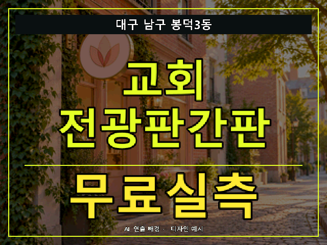 대구 남구 봉덕3동 교회 전광판간판 무료실측 안내 썸네일 · AI 연출 배경