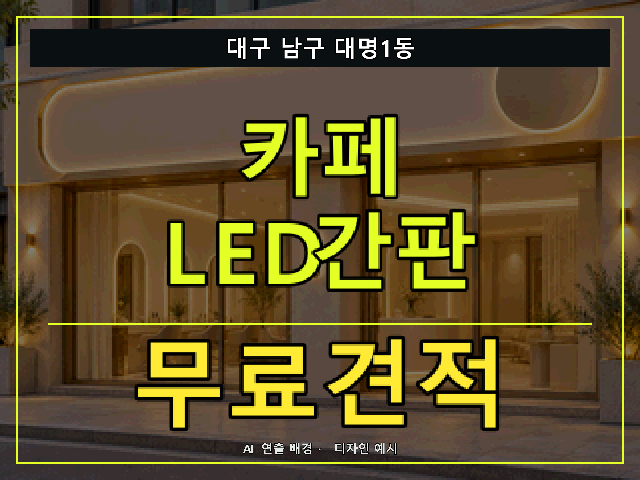 대구 남구 대명1동 카페 LED간판 무료견적 안내 썸네일 · AI 연출 배경
