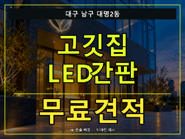대구 남구 대명2동 고깃집 LED간판 무료견적 안내 썸네일 · AI 연출 배경