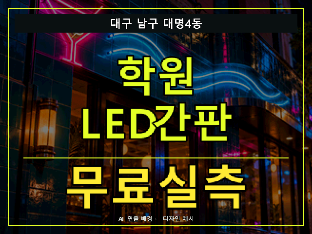 대구 남구 대명4동 학원 LED간판 무료실측 안내 썸네일 · AI 연출 배경