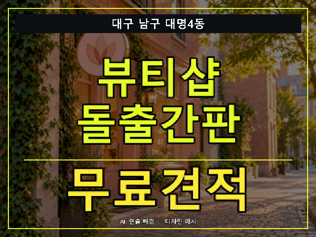 대구 남구 대명4동 뷰티샵 돌출간판 무료견적 안내 썸네일 · AI 연출 배경