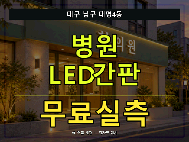 대구 남구 대명4동 병원 LED간판 무료실측 안내 썸네일 · AI 연출 배경