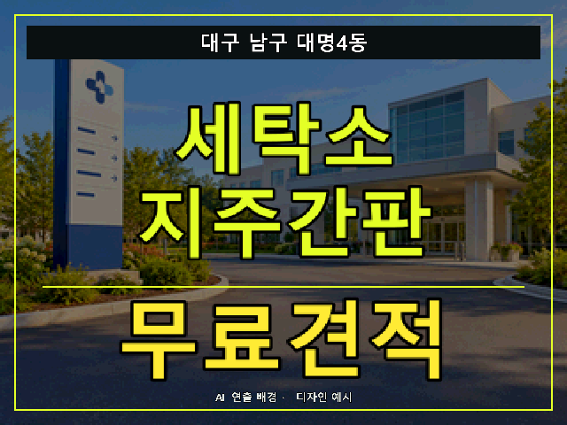 대구 남구 대명4동 세탁소 지주간판 무료견적 안내 썸네일 · AI 연출 배경