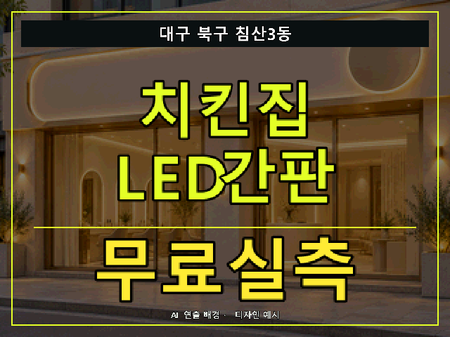 대구 북구 침산3동 치킨집 LED간판 무료실측 안내 썸네일 · AI 연출 배경