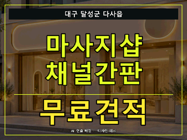 대구 달성군 다사읍 마사지샵 채널간판 무료견적 안내 썸네일 · AI 연출 배경