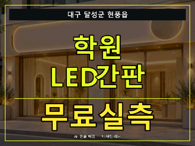 대구 달성군 현풍읍 학원 LED간판 무료실측 안내 썸네일 · AI 연출 배경