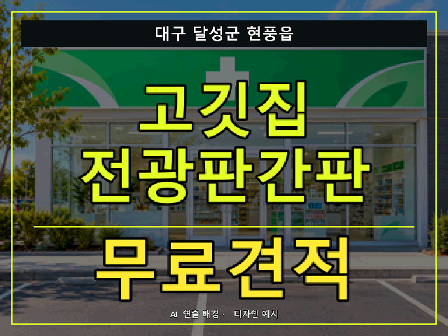 대구 달성군 현풍읍 고깃집 전광판간판 무료견적 안내 썸네일 · AI 연출 배경