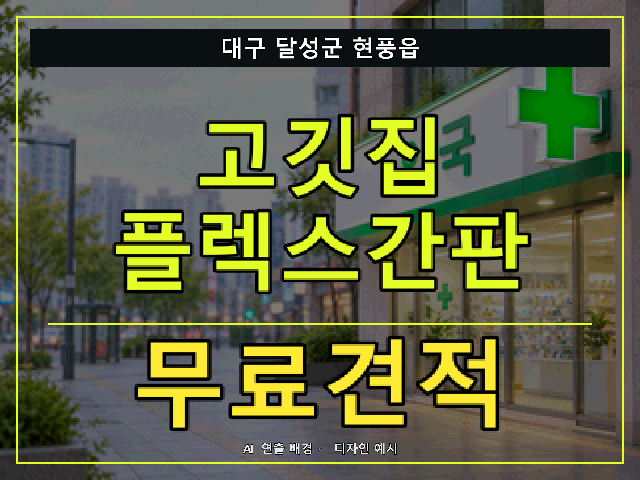 대구 달성군 현풍읍 고깃집 플렉스간판 무료견적 안내 썸네일 · AI 연출 배경