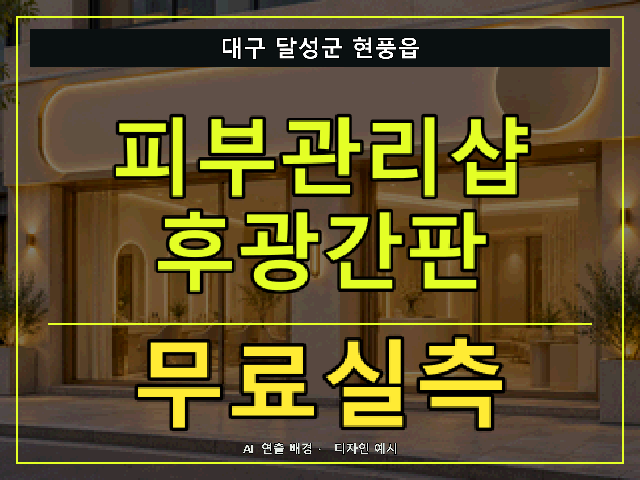 대구 달성군 현풍읍 피부관리샵 후광간판 무료실측 안내 썸네일 · AI 연출 배경
