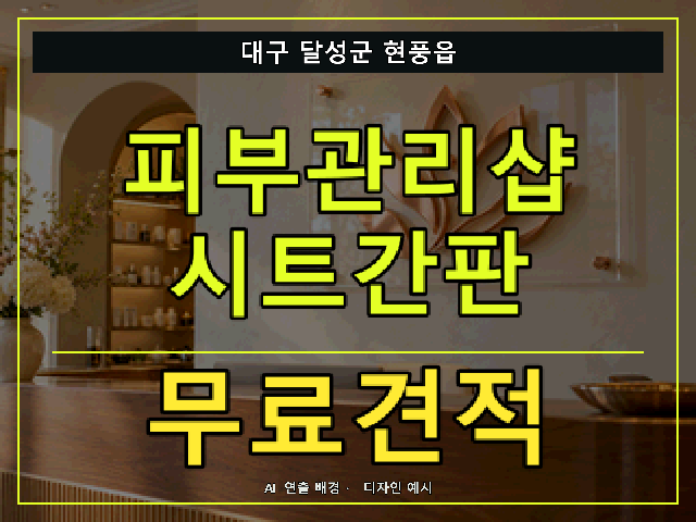 대구 달성군 현풍읍 피부관리샵 시트간판 무료견적 안내 썸네일 · AI 연출 배경