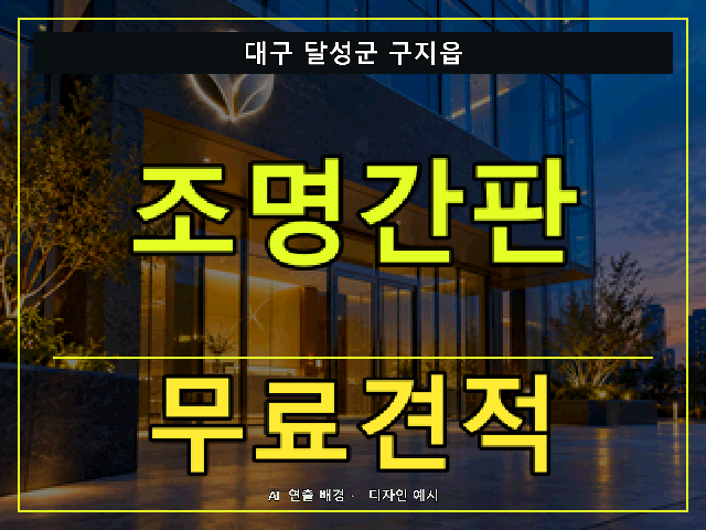 대구 달성군 구지읍 조명간판 무료견적 안내 썸네일 · AI 연출 배경