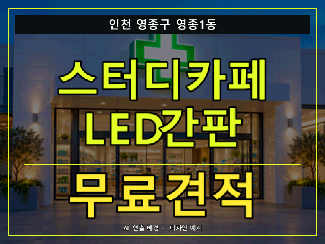 인천 영종구 영종1동 스터디카페 LED간판 무료견적 안내 썸네일 · AI 연출 배경