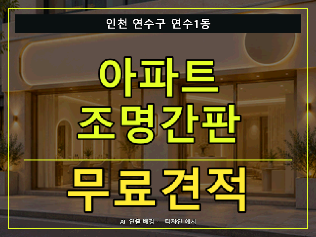 인천 연수구 연수1동 아파트 조명간판 무료견적 안내 썸네일 · AI 연출 배경