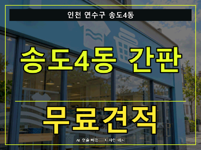인천 연수구 송도4동 간판 제작 무료견적 안내 썸네일 · AI 연출 배경