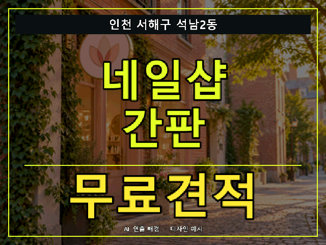 인천 서해구 석남2동 네일샵 간판 무료견적 안내 썸네일 · AI 연출 배경