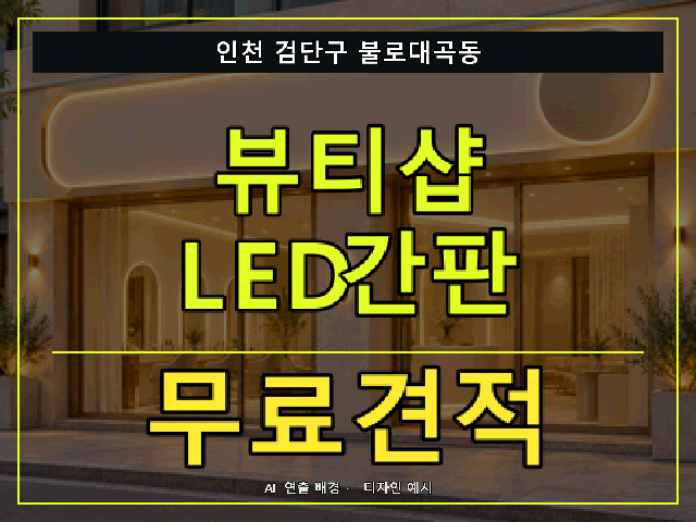 인천 검단구 불로대곡동 뷰티샵 LED간판 무료견적 안내 썸네일 · AI 연출 배경