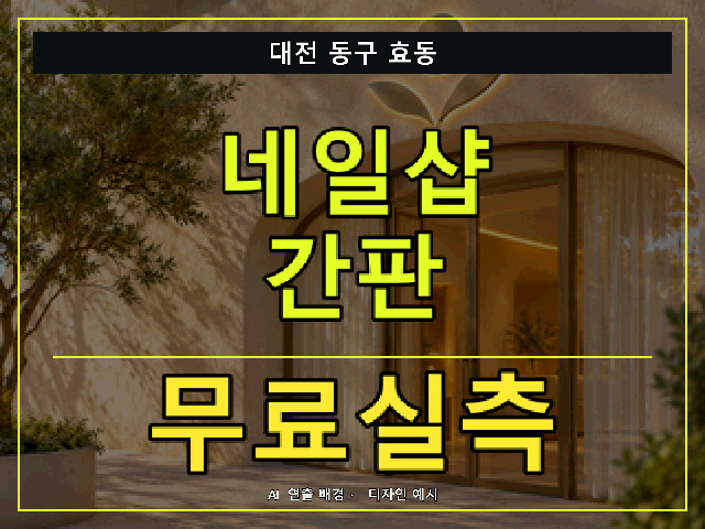 대전 동구 효동 네일샵 간판 무료실측 안내 썸네일 · AI 연출 배경