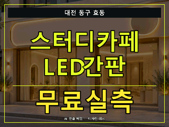 대전 동구 효동 스터디카페 LED간판 무료실측 안내 썸네일 · AI 연출 배경