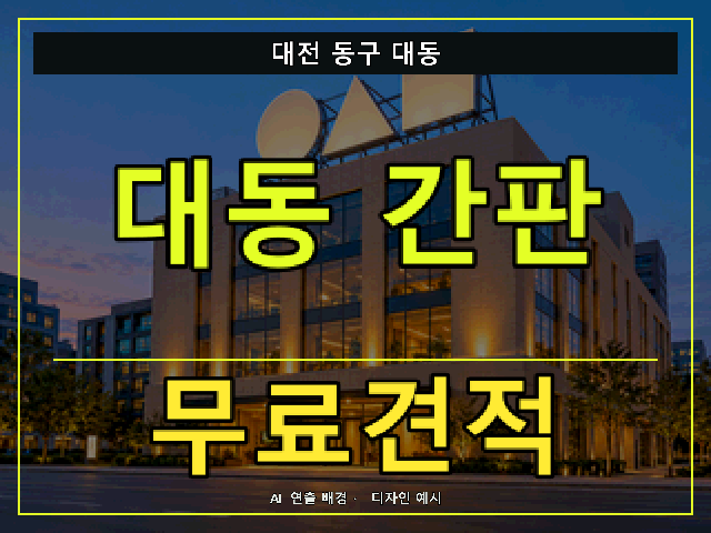 대전 동구 대동 간판 제작 무료견적 안내 썸네일 · AI 연출 배경