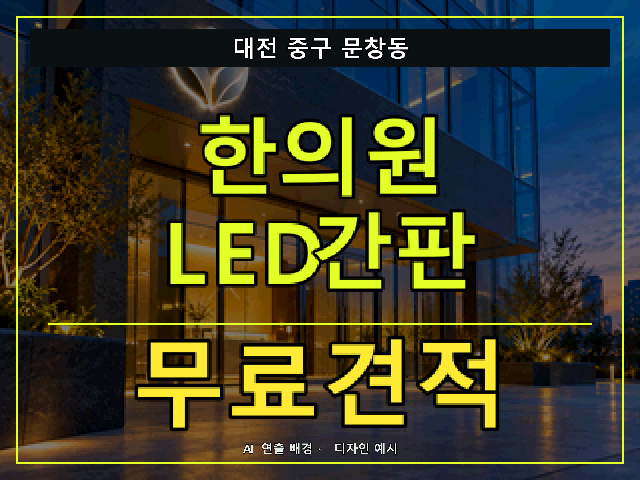 대전 중구 문창동 한의원 LED간판 무료견적 안내 썸네일 · AI 연출 배경