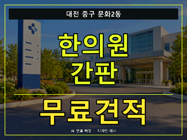 대전 중구 문화2동 한의원 간판 무료견적 안내 썸네일 · AI 연출 배경
