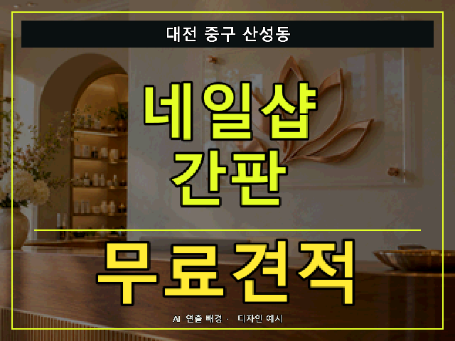 대전 중구 산성동 네일샵 간판 무료견적 안내 썸네일 · AI 연출 배경
